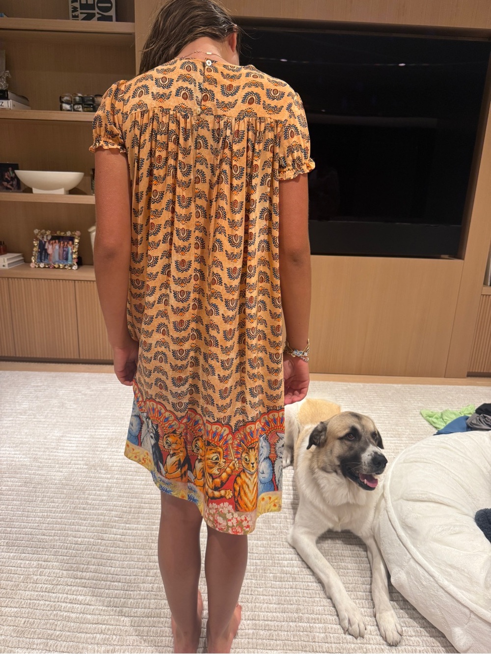 Gucci Yellow Patterned Midi Dress with Cat Border - Picture 3 of 6